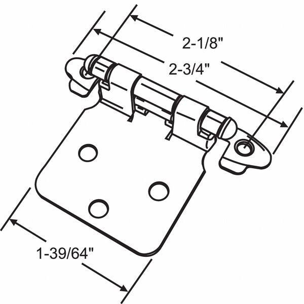 1/2 in W x 2 3/4 in H Satin Nickel Door and Butt Hinge