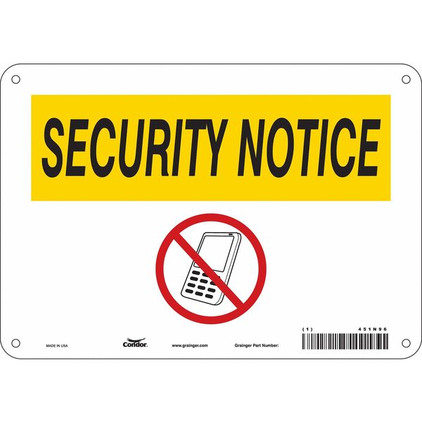 Safety Sign Cell Phone, 7 in H, 10 in W, Aluminum, Vertical Rectangle, English, 451N96