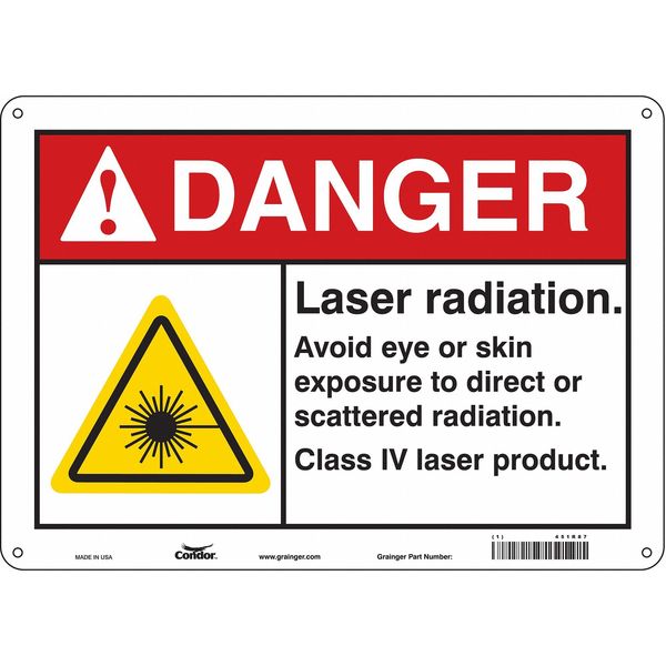 Safety Sign, 10 in Height, 14 in Width, Aluminum, Horizontal Rectangle, English, 451R87