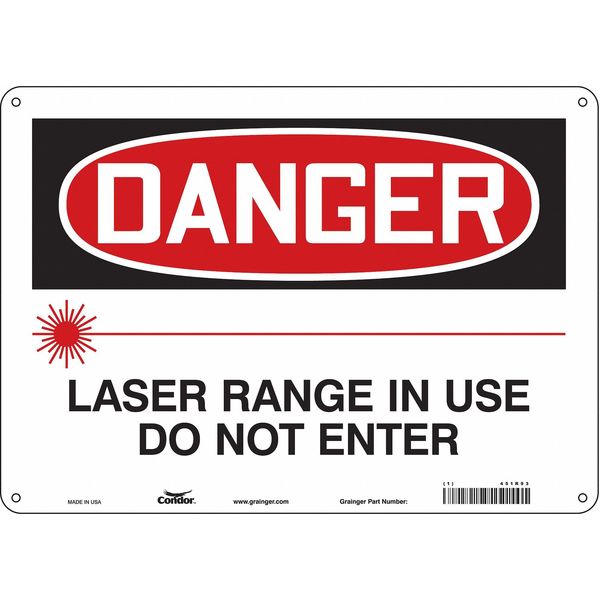Safety Sign, 10 in Height, 14 in Width, Aluminum, Horizontal Rectangle, English, 451R93
