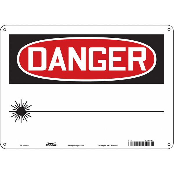 Safety Sign, 10 in Height, 14 in Width, Aluminum, Horizontal Rectangle, English, 451R17