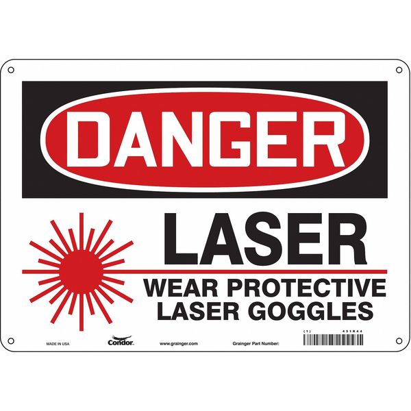 Safety Sign, 10 in Height, 14 in Width, Aluminum, Horizontal Rectangle, English, 451R44