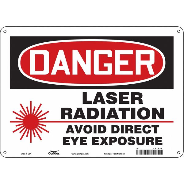 Safety Sign, 10 in Height, 14 in Width, Aluminum, Horizontal Rectangle, English, 451R62