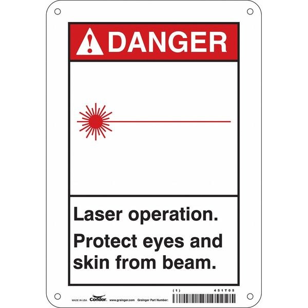 Safety Sign, 10 in Height, 7 in Width, Aluminum, Horizontal Rectangle, English, 451T05