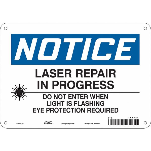 Safety Sign, 7 in Height, 10 in Width, Aluminum, Vertical Rectangle, English, 451T23