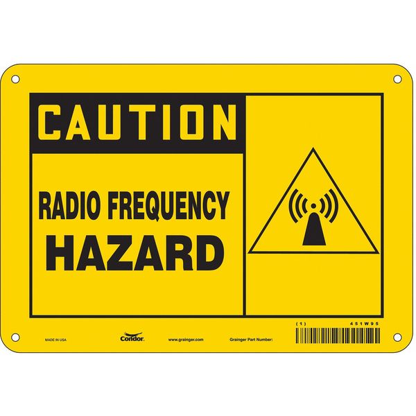 Safety Sign Radiofrequency/Microwave, 7 in Height, 10 in Width, Aluminum, Vertical Rectangle