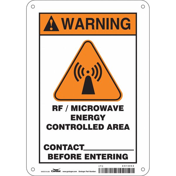 Safety Sign, 10 in Height, 7 in Width, Aluminum, Horizontal Rectangle, English, 451X94