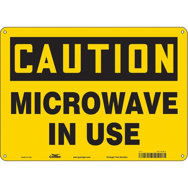Safety Sign Radiofrequency/Microwave, 10 in H, 14 in W, Aluminum, Horizontal Rectangle, 451X03