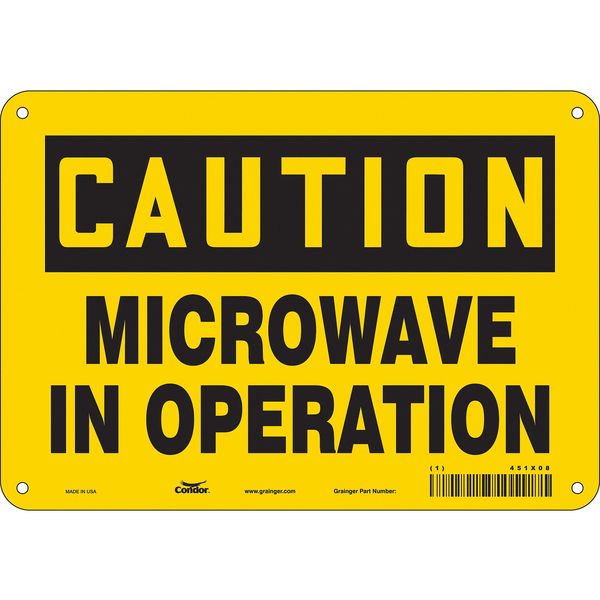Safety Sign Radiofrequency/Microwave, 7 in H, 10 in W, Aluminum, Vertical Rectangle, 451X08