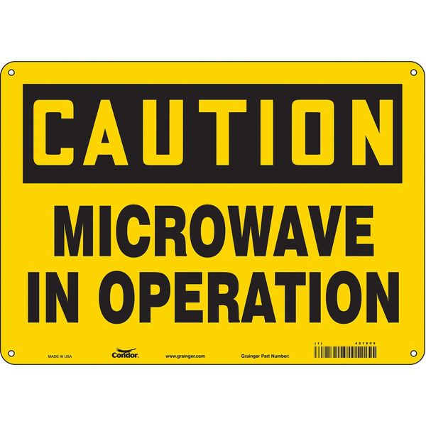 Safety Sign Radiofrequency/Microwave, 10 in H, 14 in W, Aluminum, Horizontal Rectangle, 451X09