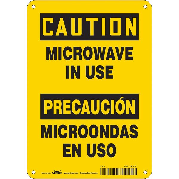 Safety Sign Radiofrequency/Microwave, 7 in H, 10 in W, Aluminum, Vertical Rectangle, 451X33