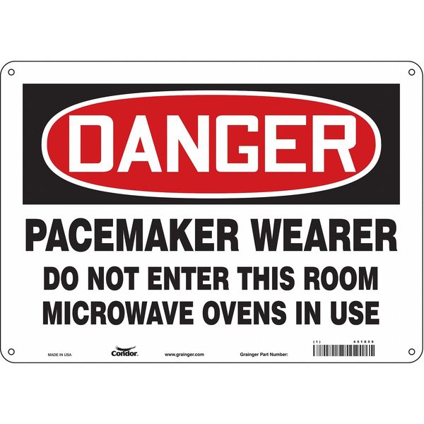 Safety Sign, 10 in Height, 14 in Width, Aluminum, Horizontal Rectangle, English, 451X59