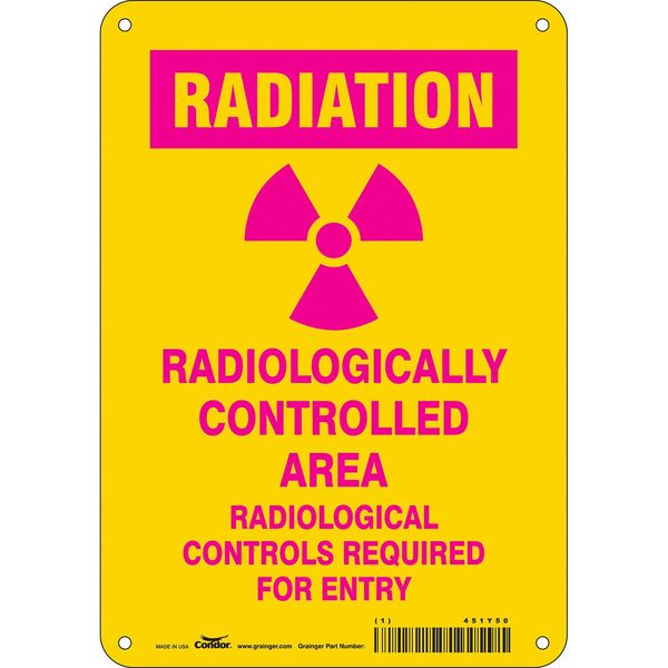 Safety Sign, 10 in Height, 7 in Width, Aluminum, Horizontal Rectangle, English, 451Y50