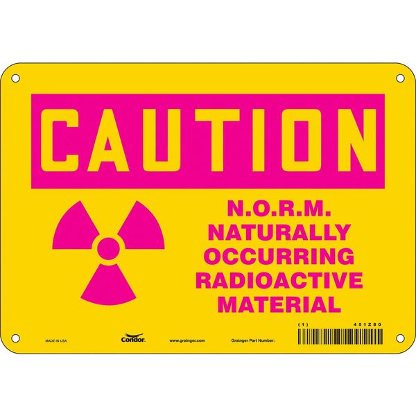 Radiation Safety Sign, 7 in H, 10 in W, Aluminum, Vertical Rectangle, 451Z80