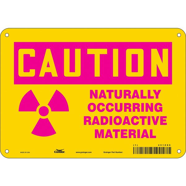 Radiation Safety Sign, 7 in H, 10 in W, Aluminum, Vertical Rectangle, 451Z86