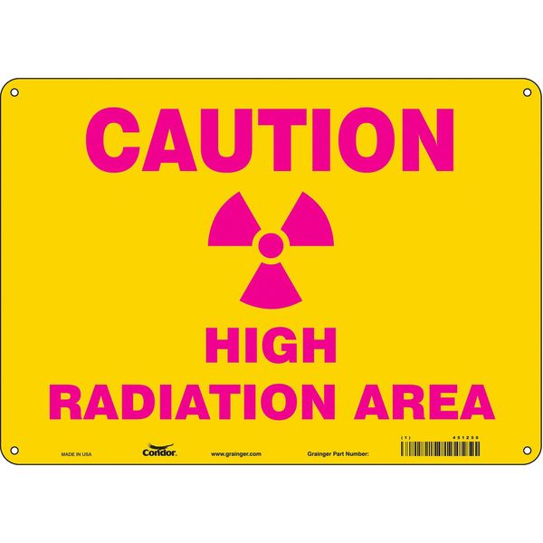 Safety Sign, 10 in Height, 14 in Width, Aluminum, Horizontal Rectangle, English, 451Z50