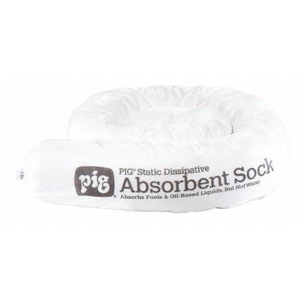 Sorbents, 12 gal/pk; 1 gal/sock, Oil Absorbed, White, Polypropylene, 12 PK