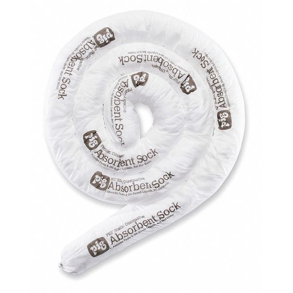 Sorbents, 15 gal/pk; 2 gal/sock, Oil Absorbed, White, Polypropylene, 6 PK
