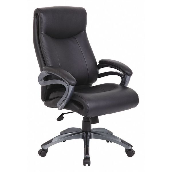 Leather Executive Chair, 22 1/2-, Fixed, Black