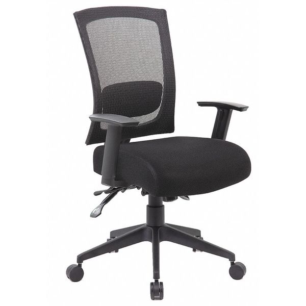 Fabric Task Chair, 22-, Adjustable, Black