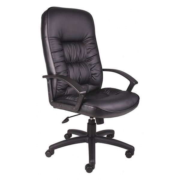 Leather Executive Chair, 23-, Fixed, Black