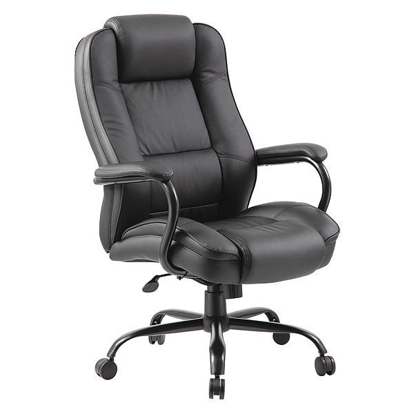 Leather Executive Chair, 22-, Fixed, Black