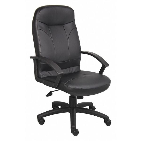 Leather Executive Chair, 22-, Fixed, Black