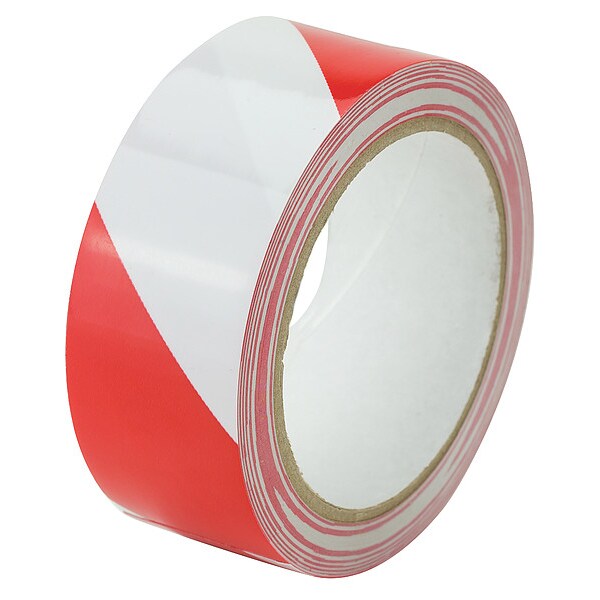 Warning Tape, Striped, Red/White, 1-1/2