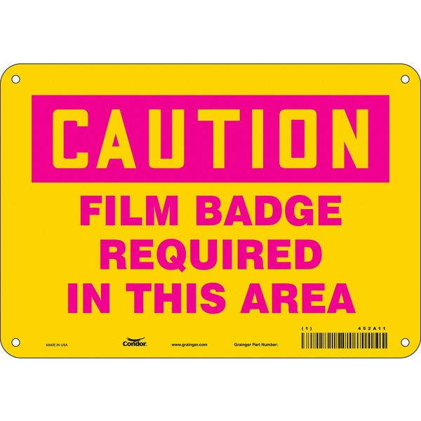 Radiation Safety Sign, 7 in H, 10 in W, Aluminum, Vertical Rectangle, 452A11