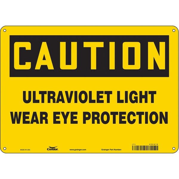 Radiation Safety Sign, 10 in Height, 14 in Width, Aluminum, Horizontal Rectangle, English