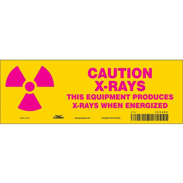 Safety Sign, 3 1/2 in H, 10 in W, Vinyl, Vertical Rectangle, 452A60
