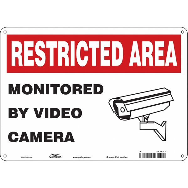 Security Sign, 10 in H, 14 in W, Aluminum, Horizontal Rectangle, English, 453N72