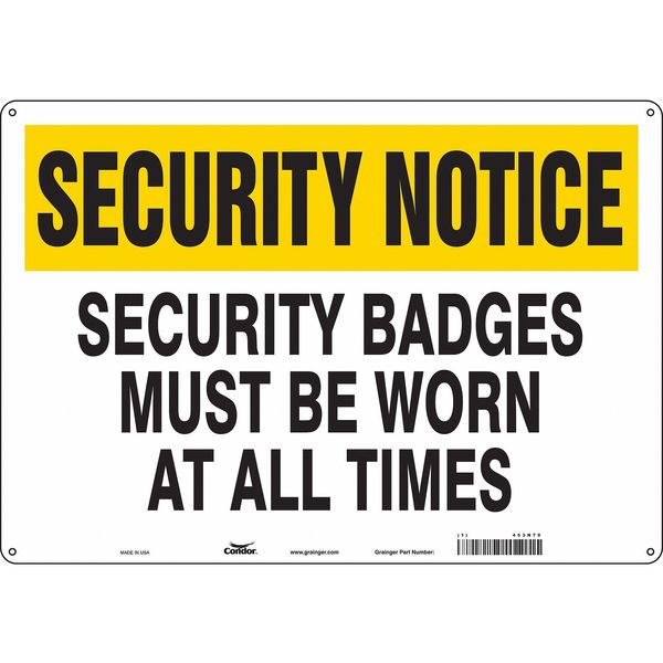 Security Sign, 14 in H, 20 in W, Aluminum, Horizontal Rectangle, English, 453N79