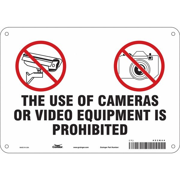 Security Sign, 7 in H, 10 in W, Aluminum, Vertical Rectangle, English, 453N44