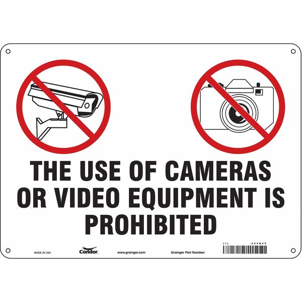 Security Sign, 10 in H, 14 in W, Aluminum, Horizontal Rectangle, English, 453N45