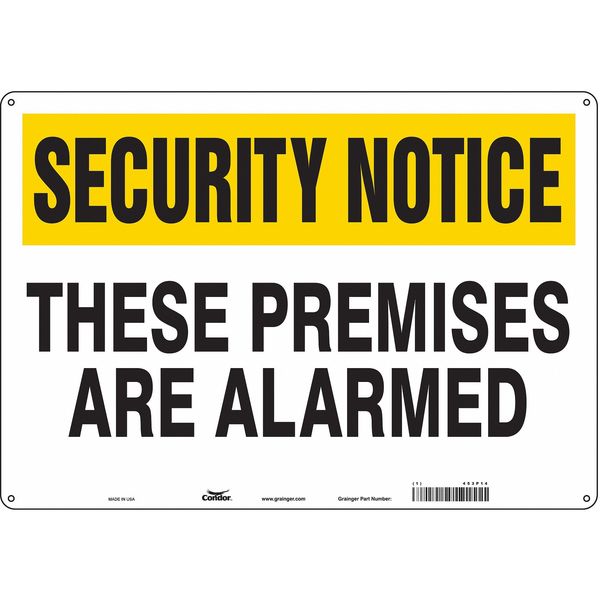 Security Sign, 14 in H, 20 in W, Aluminum, Horizontal Rectangle, English, 453P14
