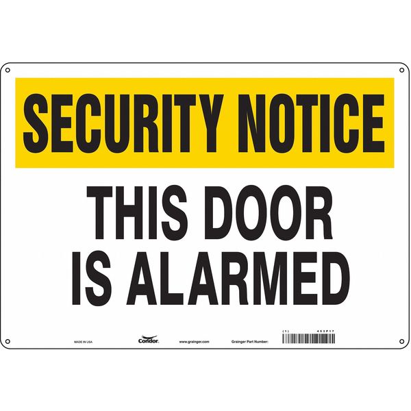 Security Sign, 14 in H, 20 in W, Aluminum, Horizontal Rectangle, English, 453P17