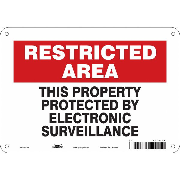 Security Sign, 7 in H, 10 in W, Aluminum, Vertical Rectangle, English, 453P20