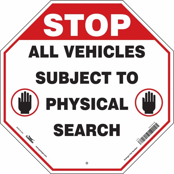 Security Sign, 24 in Height, 24 in Width, Aluminum, Octagon, English
