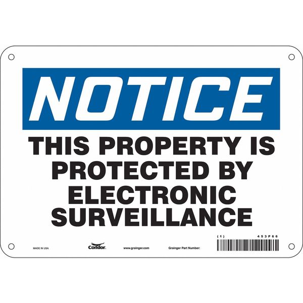 Security Sign, 7 in H, 10 in W, Aluminum, Vertical Rectangle, English, 453P66