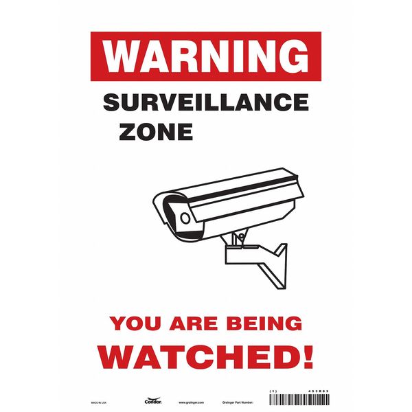 Security Sign, 14 in H, 10 in W, Vinyl, Vertical Rectangle, English, 453R83