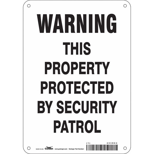 Security Sign, 10 in H, 7 in W, Aluminum, Horizontal Rectangle, English, 453R84