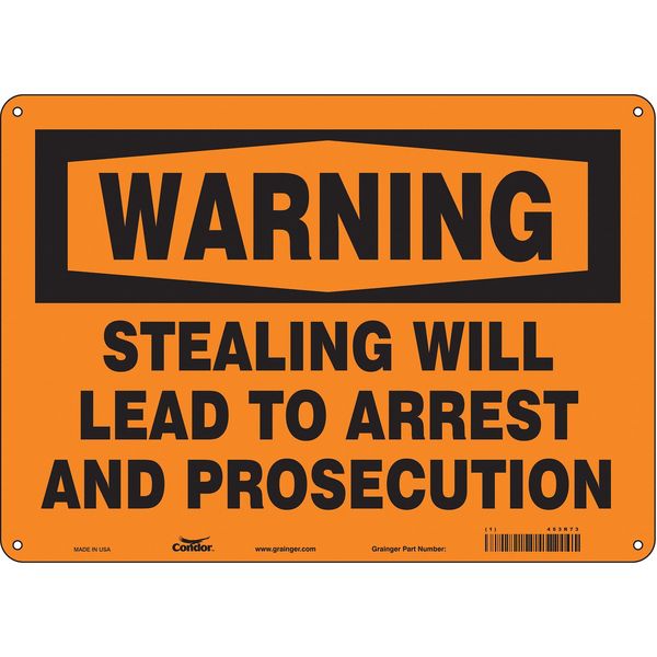 Security Sign, 10 in H, 14 in W, Aluminum, Horizontal Rectangle, English, 453R73