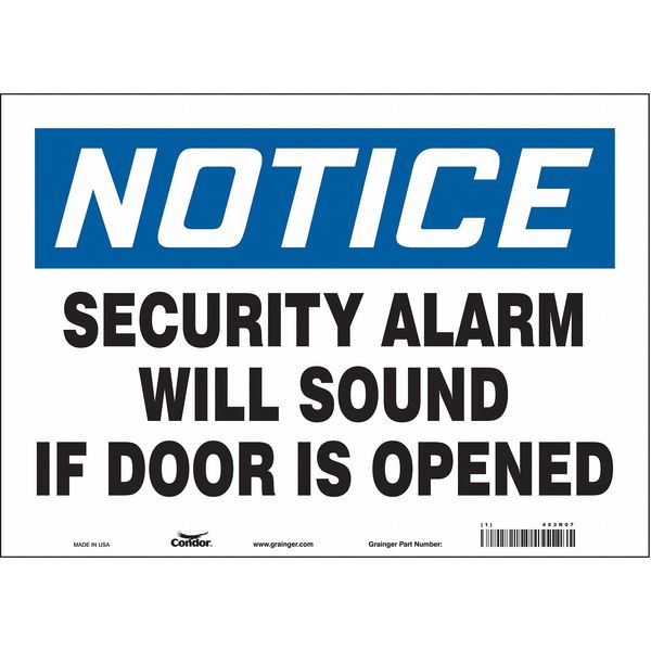 Security Sign, 10 in H, 14 in W, Vinyl, Horizontal Rectangle, English, 453R07