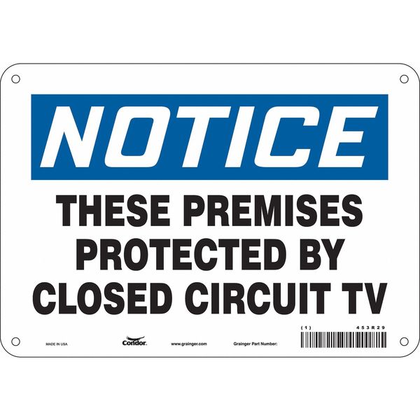 Security Sign, 7 in H, 10 in W, Aluminum, Vertical Rectangle, English, 453R29