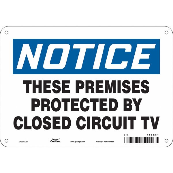 Security Sign, 7 in H, 10 in W, Polyethylene, Vertical Rectangle, English, 453R31