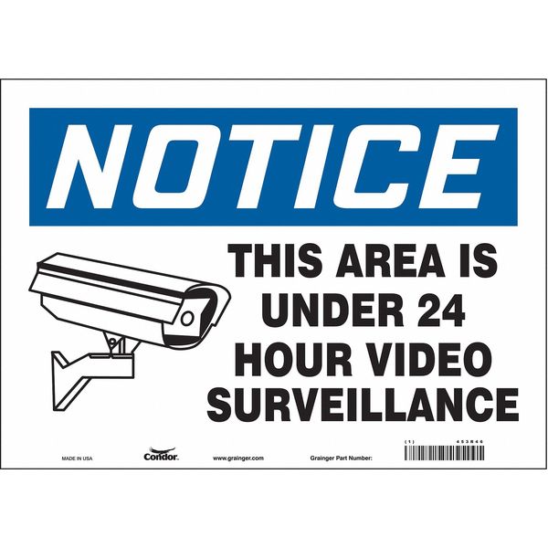 Security Sign, 10 in H, 14 in W, Vinyl, Horizontal Rectangle, English, 453R46