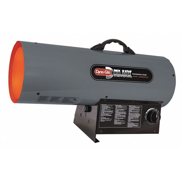 Forced Air Portable Gas Heater, Liquid Propane, 400 cfm, 25 19/32 in L