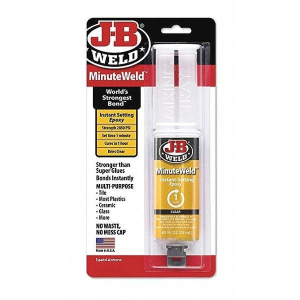 Epoxy Adhesive, MinuteWeld Series, Clear, 1:01 Mix Ratio, 1 hr Functional Cure, Dual-Cartridge