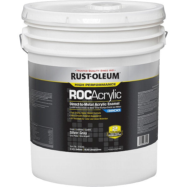 Acrylic Enamel Coating, Silver Gray, 5 gal